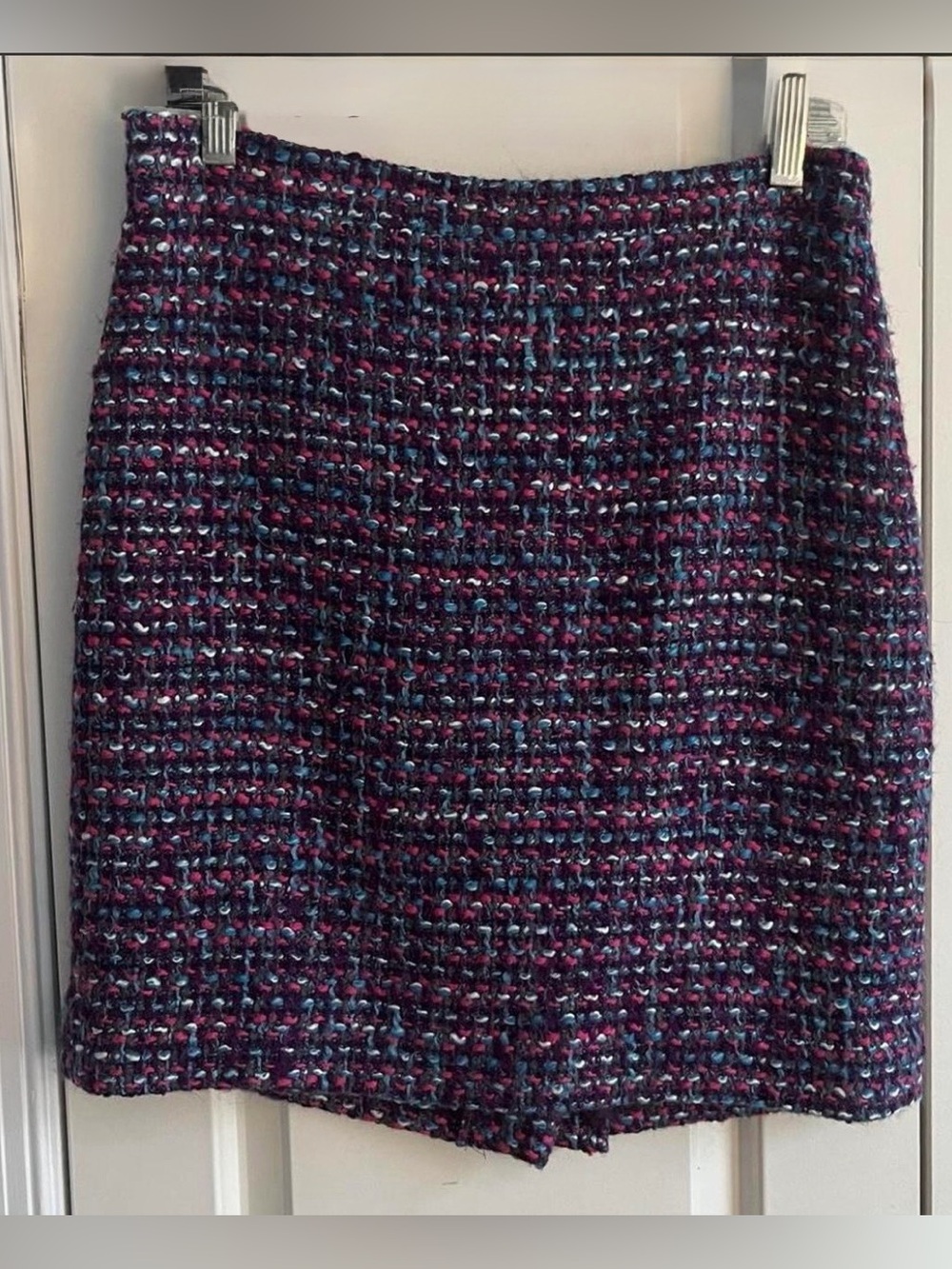 J.Crew Size 2 Purple Pink Tweed Mini Skirt Wool Blend A-Line Preppy